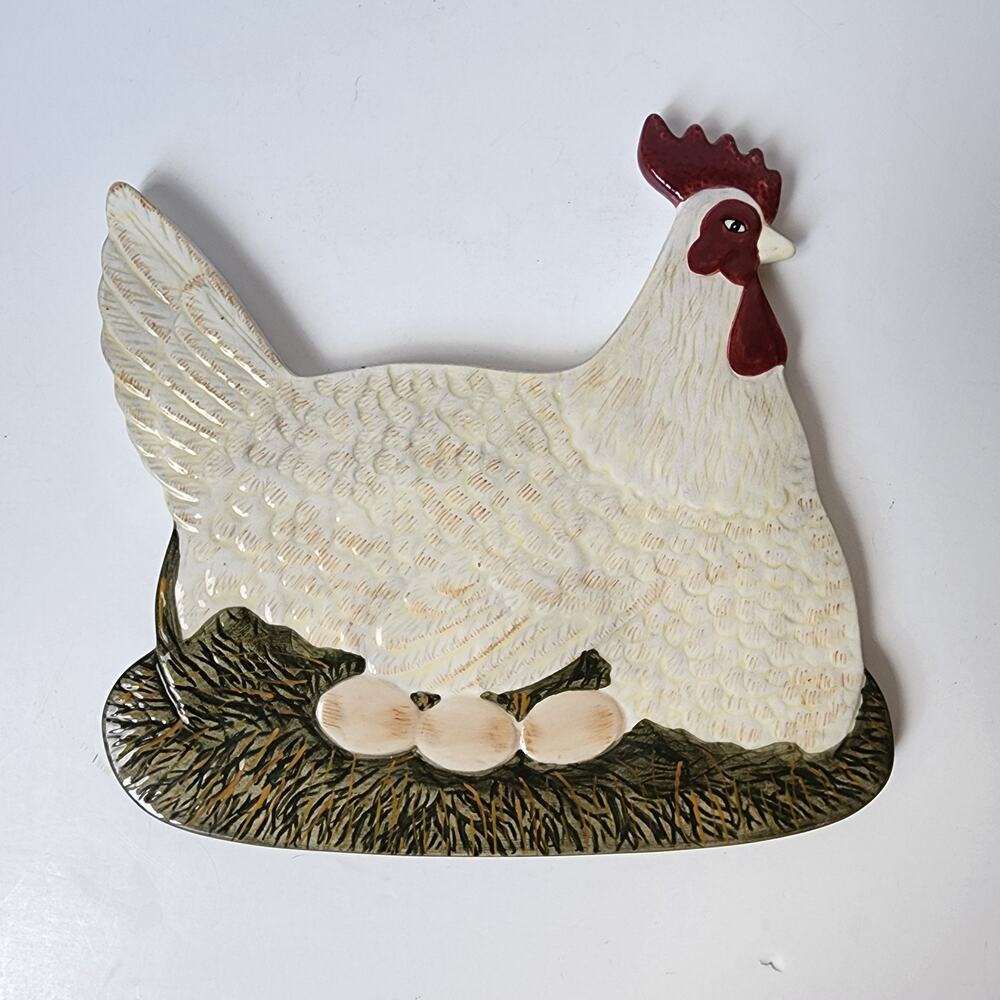 Warren Kimble Chicken Trivet Hen Wall Hanging Ceramic Farmhouse Decor Vintage